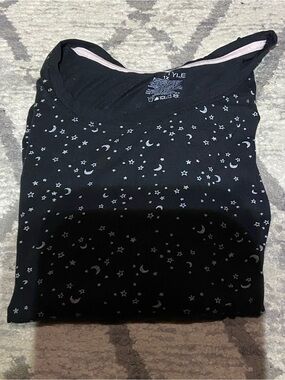 Women's Black Moon & Star Print Tank Sleep Top